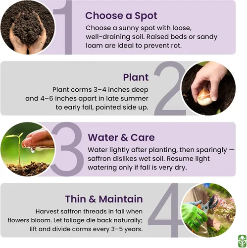 Miniatura 5 de Cormos de Azafrán Crocus para Plantar – 10 Cormos Grandes – Flores Púrpuras – Bulbos Perennes para Plantación al Aire Libre que Producen la Especia