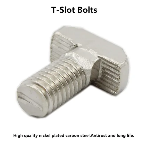 Miniatura 3 de 20 tornillos deslizantes de rosca M8 con ranura en T, acero al carbono, acero al carbono, niquelado, tornillos en forma de T para perfil de aluminio