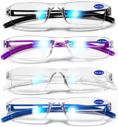 Miniatura 14 de Paquete de 4 lentes de lectura TR para mujeres y hombres, con bloqueo de luz azul, lectores 1.0 1.5 2.0 2.5 3.0 4.0