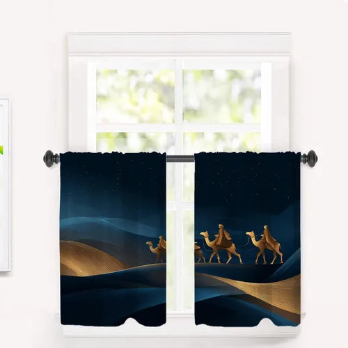 Miniatura 61 de Cortinas de cocina de hojas de arce otoñales para ventanas, hojas verdes y rojas sobre cenefas opacas negras, tratamientos de ventana de poliéster