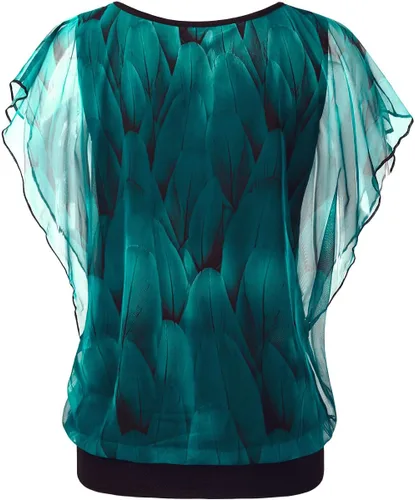 Miniatura 2 de BAISHENGGT Blusas de verano para mujer, de manga corta, plisadas, de malla frontal, blusas elegantes y casuales