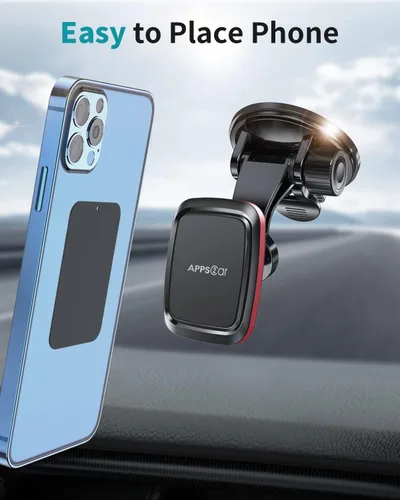 Miniatura 5 de APPS2Car Soporte magnético para teléfono de automóvil con brazo ajustable y 6 imanes fuertes, soporte universal para salpicadero, parabrisas