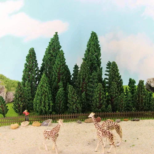 Miniatura 4 de 52pcs modelo pino árboles verde pino plástico para bosque HO escala modelo ferroviario diseño miniatura paisaje S0901