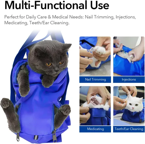 Miniatura 3 de Bolsa de aseo para mascotas para perros y gatos pequeños – Restricción de 13-18 libras para recortar uñas, cuidado de garras, arañazos y exámenes