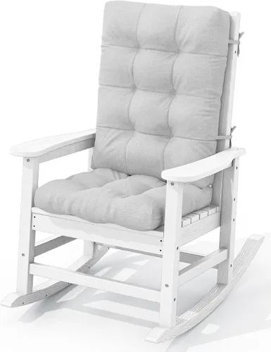 Miniatura 30 de KINGYES Mecedoras de polietileno de alta densidad para exteriores, sillas mecedoras para patio con soporte de 330 libras, balancín suave para porche