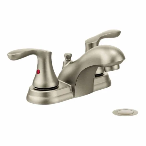 Cleveland Faucet Group 40225BN Cornerstone - Grifo de baño de arco bajo, dos asas, con ventana emergente, níquel cepillado, 1.2 GPM, 5.3 x 8.1 x 6.9