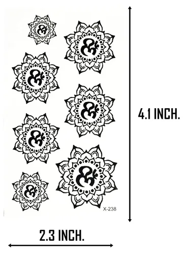 Miniatura 2 de Temporary Tattoos ONCEX Mini 3 hojas estilo nuevo para hombres y mujeres, Aum Om Sun Flower Hinduismo Hinduismo Hinduismo Yoga tatuaje indio Sexy