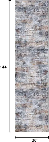 Miniatura 1230 de IOHOUZE Alfombra abstracta lavable de 3 x 12 pies para pasillos, antideslizante para cocina, camino de entrada de lana sintética para interiores