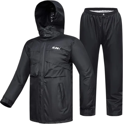 Miniatura 9 de ILM traje de lluvia para motocicleta, impermeable, 6 bolsillos, 2 piezas, chaqueta y pantalones, para hombre Verde del ejército-hombres