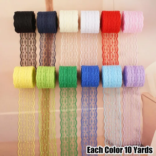 Miniatura 2 de Rollo de cinta de encaje de 120 yardas para costura, baby shower, cumpleaños, despedida de soltera, decoración de boda, embalaje de regalo, ramo