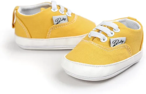 Miniatura 4 de Tenis unisex de lona para bebés y niñas suela de goma suave tobillo alto zapatos de cuna para niños pequeños para primeros caminos