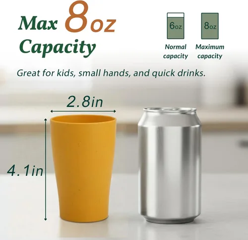 Miniatura 2 de Homienly Juego de vasos apilables con popote de trigo inastillable, vasos de cocina irrompibles para niños y adultos, reutilizables, aptos para 8