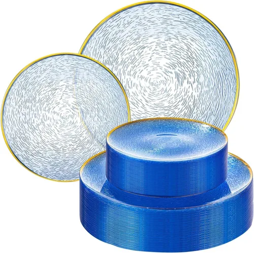 Miniatura 21 de Liacere 100 piezas de platos cuadrados de plástico blanco - 50 piezas de platos de cena resistentes de 9.5 pulgadas y 50 piezas de platos de postre