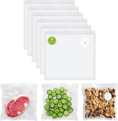 Miniatura 11 de Máquina selladora al vacío FEPPO para alimentos con tanque de agua visible, máquina selladora al vacío compacta portátil con 30 bolsas reutilizables