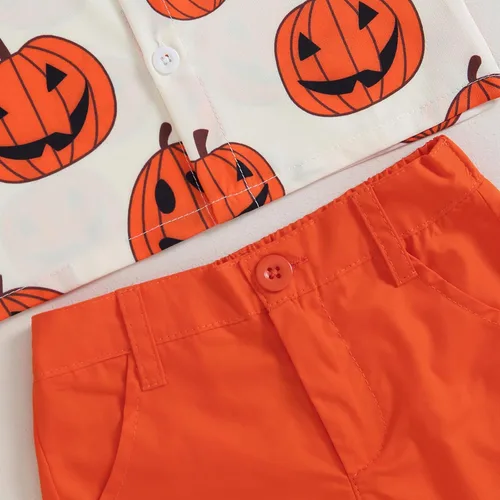 Miniatura 6 de DNOMAID YZARC Conjunto de 2 piezas de camiseta de manga corta con botones y pantalones cortos para bebé niño