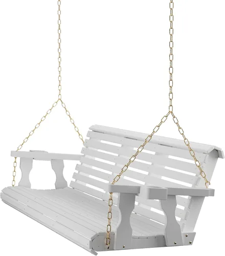 Miniatura 13 de Columpio Amish resistente para terraza (800 lb) con cadenas para colgar y posavasos Tinte negro semisólido