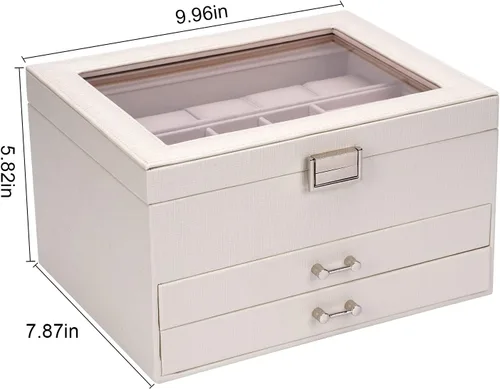 Miniatura 3 de ATAIMEISEN Joyero, caja de reloj, organizador de relojes, caja de almacenamiento de joyas, almacenamiento y organización, reloj de 4 capas