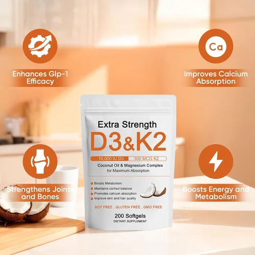 Miniatura 2 de Vitamina D3 K2 Complejo de Magnesio, Fuerza Extra D3 & K2 con Triple Magnesio en Cápsulas Blandas, D3 + K2 (Mk-7) Apoyo para Huesos e Inmunidad