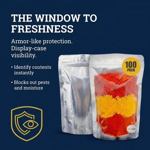Miniatura 5 de Performore Bolsas de pie de 5 x 8 pulgadas, bolsas resellables con cierre hermético para almacenamiento de alimentos, bolsas de Mylar resistentes