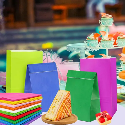Miniatura 6 de LFCXHTY Paquete de 60 bolsas de papel color azul rey, pequeñas bolsas de papel para fiesta de cumpleaños, boda, venta al por menor, compras