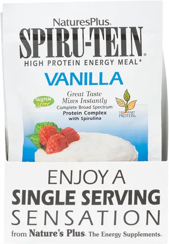 Miniatura 7 de NaturesPlus SPIRU-TEIN - Harina de proteína en polvo – Fresa – 8 paquetes – Batido de proteínas a base de plantas – Sin OMG, vegetariano, sin gluten