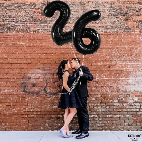 Miniatura 8 de KatchOn, Globos gigantes del número 26, color negro, 40 pulgadas, globos negros de cumpleaños del número 26 para decoración de cumpleaños de 26