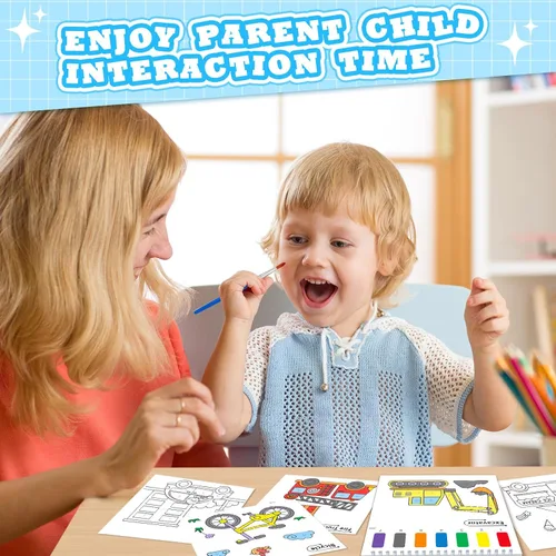 Miniatura 6 de Libros de pintar con agua SOCOLER para niños pequeños, papeles de pintura de acuarela sin desorden con tema de tráfico para niños, kit de pintura