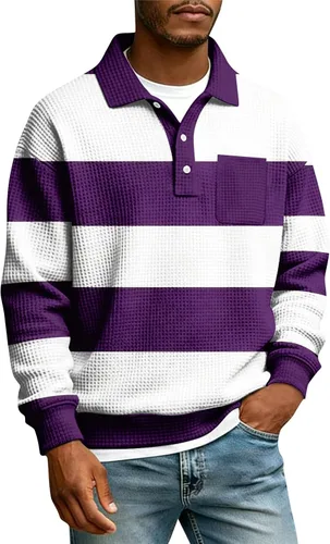 Miniatura 41 de Camisas de manga larga con botones a cuadros para hombre, con cuello de manga larga, estilo casual, elegante, a cuadros 2- amarillo