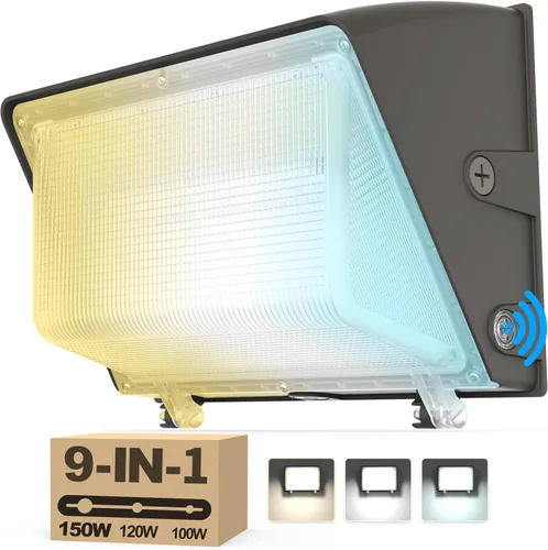 Miniatura 8 de AKK Paquete de luz LED de pared de 80 W, 60 W, 40 W, con fotocélula, 12000 lúmenes, 150 lm/W, 3 vatios y 3 CCT seleccionables