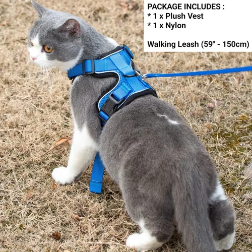 Miniatura 2 de Mr. Peanut's PurrTrek Arnés reflectante para gatos con correa a juego (extra pequeño, azul)