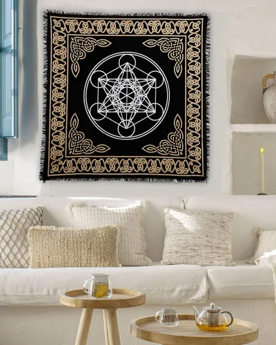 Miniatura 4 de Indian Consigners Paño de Altar A-Z Hechizo Pentagrama Brujería Alter Tarot Distribución Paño Superior Wiccano Cuadrado Espiritual 24 por 24 Paño