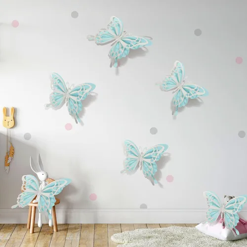 Miniatura 5 de Geyee 12 piezas de decoración de fiesta de mariposa grande 3D de 12 pulgadas, 10 pulgadas, centros de mesa de mariposa grandes para mesas, baby Azul