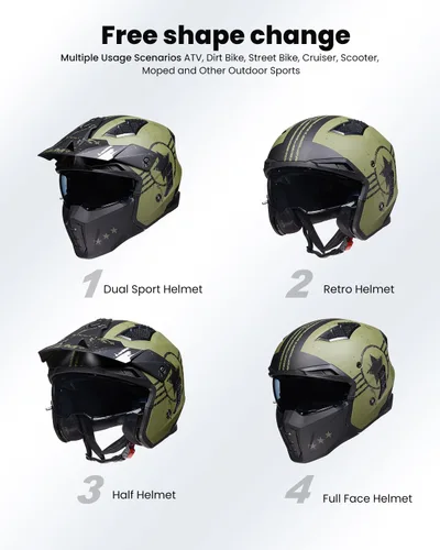 Miniatura 3 de ILM Medio casco de motocicleta de cara abierta 3/4 para hombres y mujeres, casco retro vintage con visera para ciclomotor, ATV, crucero, scooter