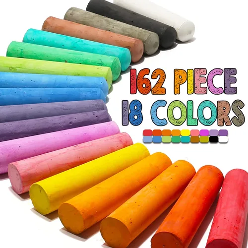 Miniatura 2 de Juego de 162 tizas lavables de 18 colores, no tóxicas gigantes para juegos de arte al aire libre, pintura en el patio de juegos, pizarra de aula