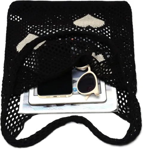 Miniatura 3 de Ovida Bolso de mano de ganchillo de malla, bolsa de playa Fairycore, bolso hobo de hadas, estilo grunge, bolso estético Y2K para mujeres y niñas