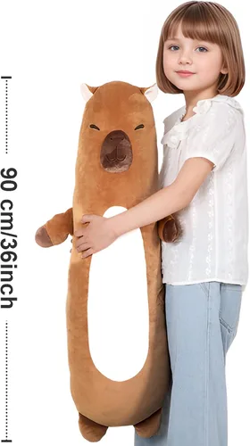 Miniatura 2 de Tianmihou - Almohada de peluche larga de 36 pulgadas con capybara, juguete grande, capybaras de peluche kawaii, peluches suaves gigantes