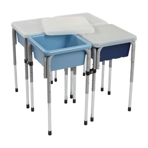 Miniatura 21 de ECR4Kids Mesa de juego ajustable para arena y agua de 4 estaciones, contenedores sensoriales, contemporánea