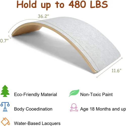 Miniatura 6 de Gentle Monster - Tabla de equilibrio oscilante de madera, juguete de madera natural Montessori para niños pequeños y adultos; juguete de aprendizaje
