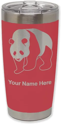 Miniatura 24 de LaserGram Vaso aislado al vacío de 20 onzas, oso panda, grabado personalizado incluido (negro)