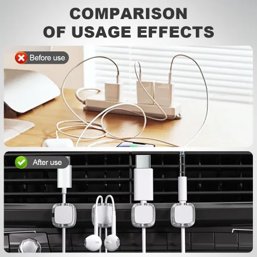Miniatura 4 de Paquete de 6 clips magnéticos para cables, soporte organizador de cables, organizador de cables de escritorio con adhesivo fuerte, organizador