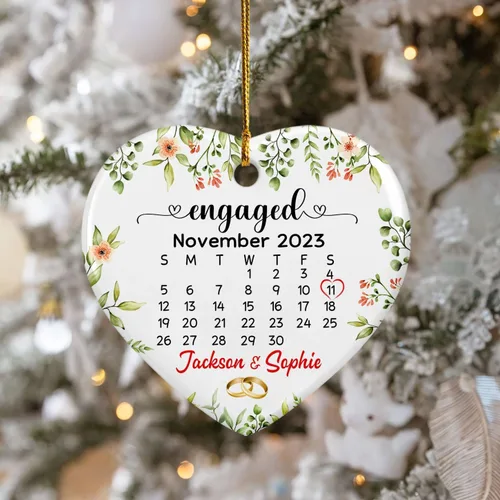 Miniatura 4 de Adorno de cerámica personalizado para la primera Navidad, nombres personalizados para parejas, regalo de primer adorno de Navidad para recién