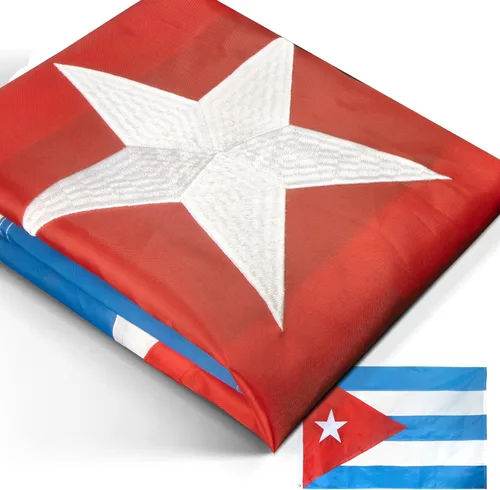 Miniatura 7 de Anley Bandera de Cuba de 3 capas de doble cara a prueba de rasgaduras de 3 x 5 pies, cabecera de lona y resistente a las arrugas, las banderas
