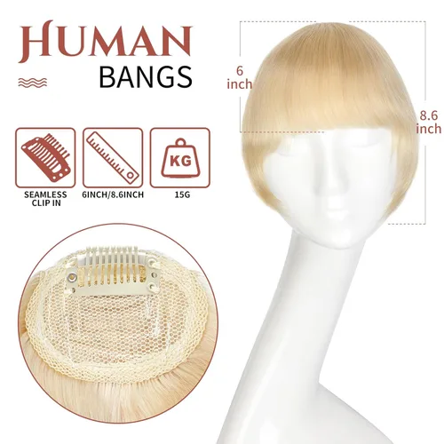 Miniatura 3 de FELENDY Flequillo con clip, 100% cabello humano, flequillo francés, flequillo, flequillo, natural, recto, frontal, plano, limpio, completo bang