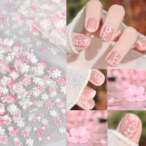 Miniatura 3 de 30 hojas de calcomanías de arte de uñas, diseño de corazón, plumas, flores, 3D, autoadhesivas, holográficas, mariposas, luna, decoración de uñas