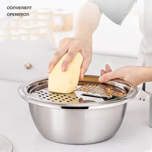 Miniatura 7 de DOITOOL Colador 3 en 1 de cocina multifuncional ralladores de verduras cortador y rallador con cesta de drenaje de acero inoxidable y lavabo