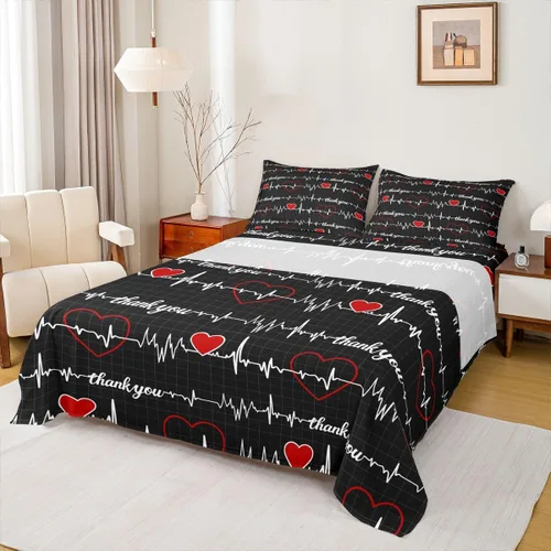 Miniatura 58 de Erosebridal Nurse Sheet Set Stethoscope Twin Sheets Set for Teen Boys,Colorful Medical Healthcare Heartbeat Syringe Fitted Sheet