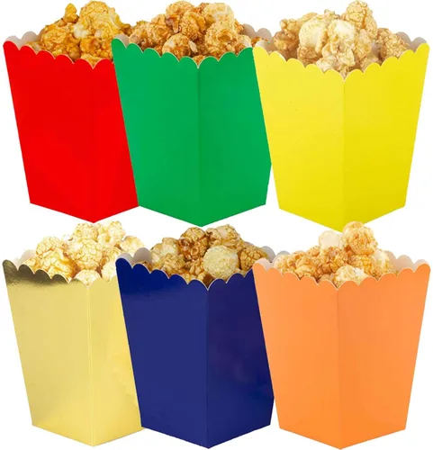 Miniatura 13 de We Moment Cajas de palomitas de maíz doradas para suministros de fiesta, paquete de 36 Marrón