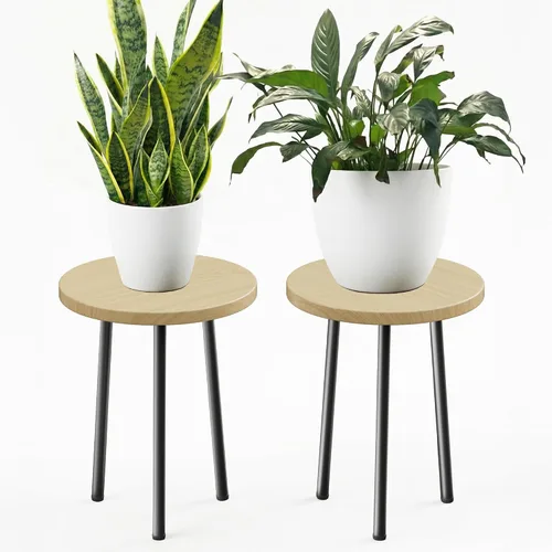 Miniatura 10 de Soporte alto para plantas de interior: soporte de esquina de madera para plantas, paquete de 2 unidades, decoración moderna de mediados de siglo