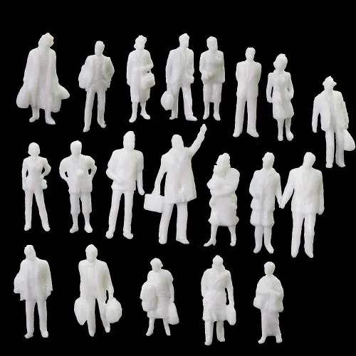 Miniatura 8 de Pasajero arquitectónico blanco sin pintar 200PCS 1:87 HO Escala Modelo Figuras de pie P8705B-200-AMUS