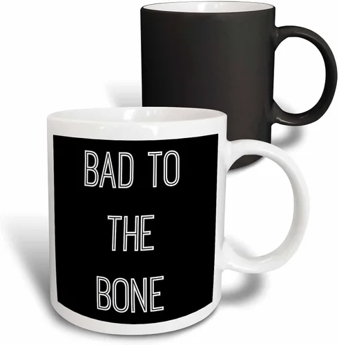 Miniatura 12 de 3dRose Bad to The Bone - Taza de cerámica con fondo de letras, 11 onzas, negro/blanco